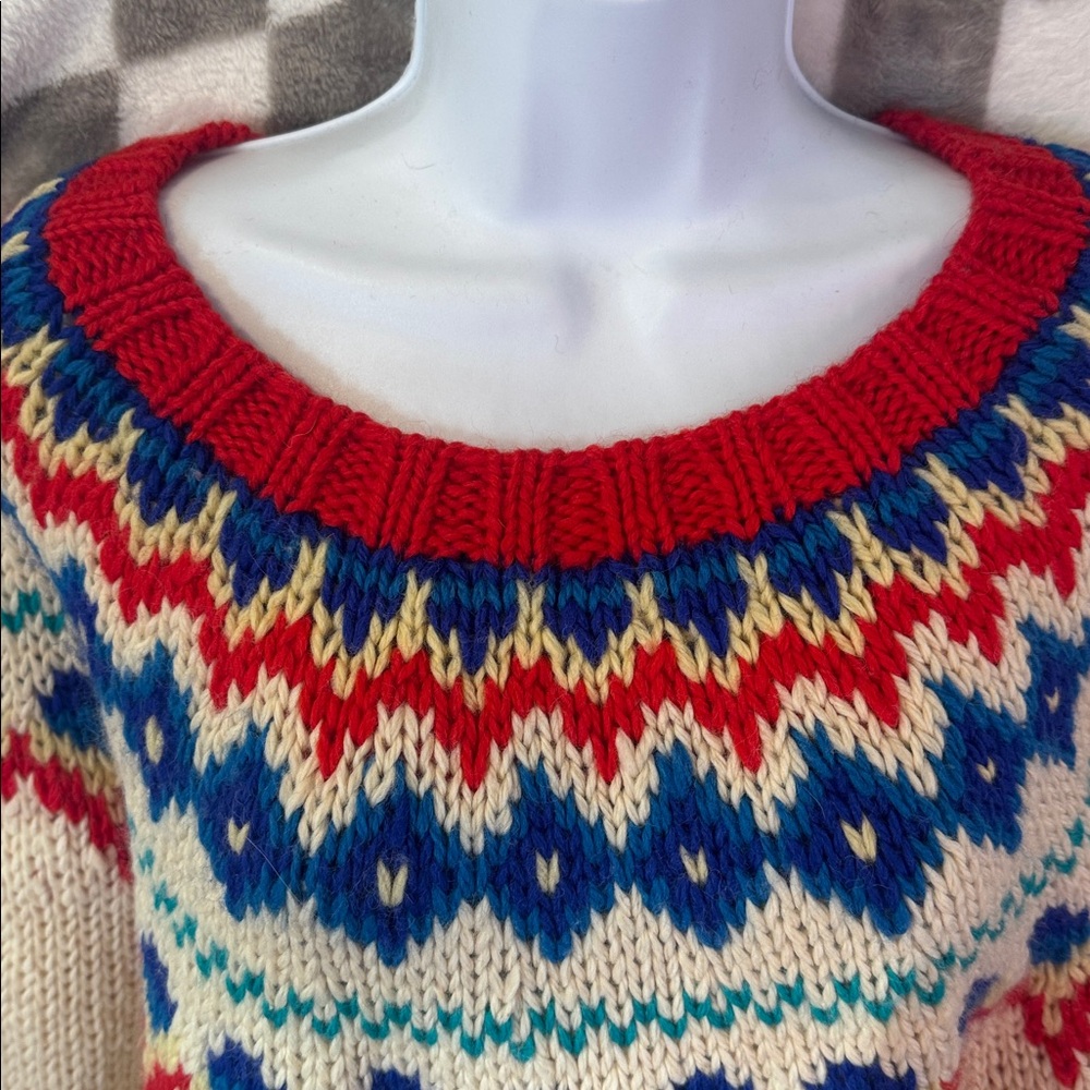 Liz Claiborne Women’s 100% Wool Crew Neck Long Sleeve Festive Sweater Size XL - Picture 4 of 12